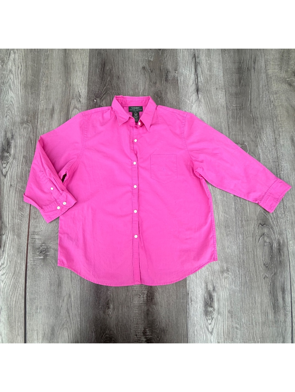 Lauren Ralph Lauren women's bright pink button-down shirt P/L